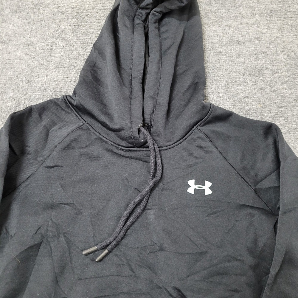 Under Armour Hoodie Womens Size S Black Storm Fleece Pullover Mint Green Trim